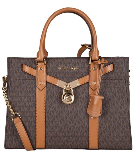 michael kors hamilton lg ns braun|Nouveau Hamilton Large Logo and Leather Satchel.